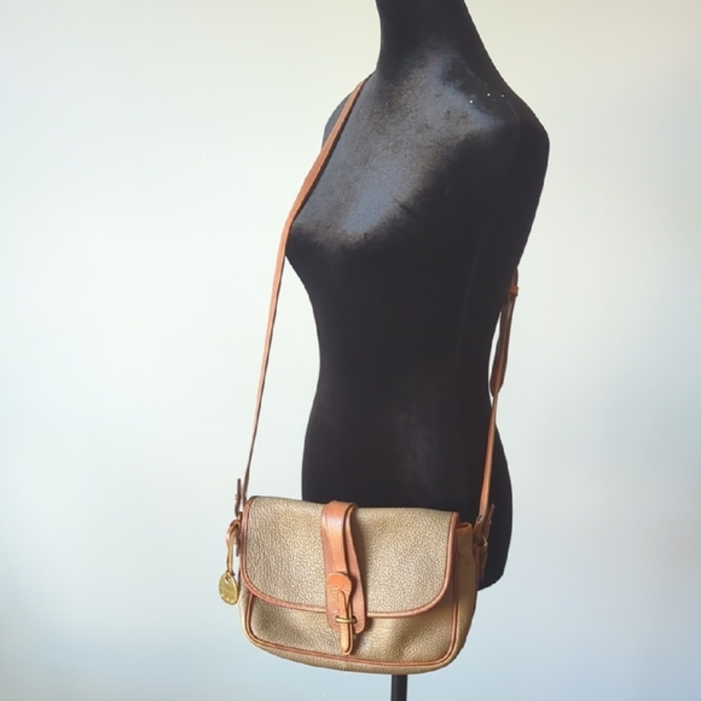 Dooney & Bourke Tan and Brown Crossbody Bag with Flap Closure - Picture 2 of 11